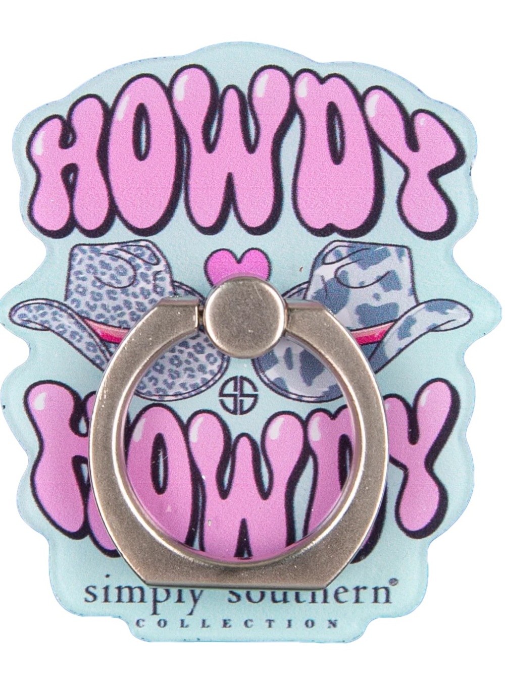 Simply Southern Pink & Light Blue "Howdy" Phone Ring Holder